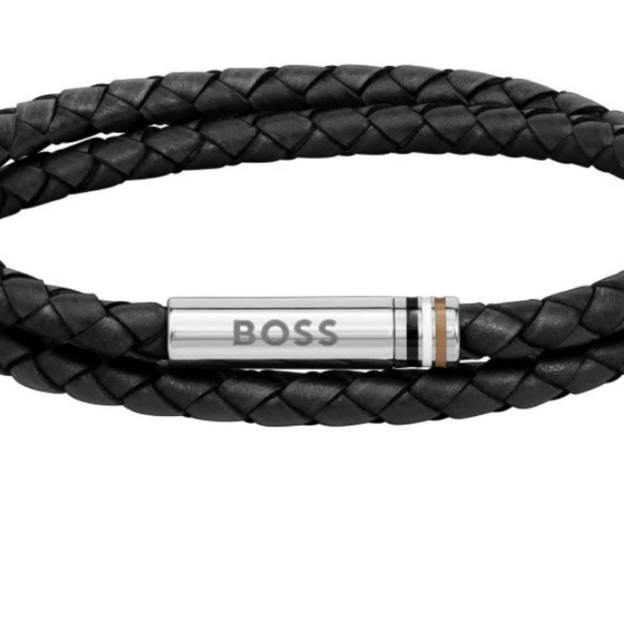 Hugo boss braided leather bracelet store